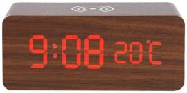 Акція на Настільний дерев'яний годинник з бездротовою зарядкою UFT Wood Wireless clock від Roz