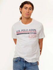 Акція на Футболка бавовняна довга чоловіча U.S. Polo Assn 11C155-0400A XL Біла від Rozetka