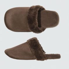 Акція на Жіночі домашні капці з закритим носком Uniqlo 664716842 37 (6) 23.8 см Коричневі від Rozetka