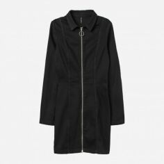 Акція на Сукня-сорочка коротка літня жіноча H&M 7093329dlog 34 Чорна від Rozetka