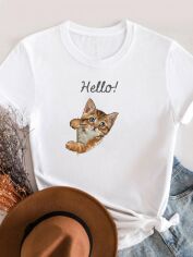 Акція на Футболка жіноча Love&Live Hello! I'm a kitten LLP03339 S Біла від Rozetka