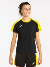 Акція на Спортивна футболка для бігу жіноча Joma Eco Championship 901690.109 L Чорна з жовтим від Rozetka