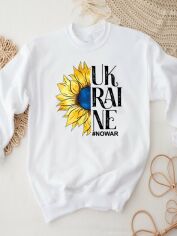 Акция на Світшот жіночий Love&Live Ukraine #NoWar LLP03445 L Білий з принтом от Rozetka