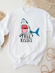 Акция на Світшот жіночий Love&Live Free Shark Kiss LLP03434 XS Білий з принтом от Rozetka