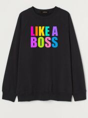 Акція на Світшот жіночий Love&Live Like a boss-2 LLP03456 S Чорний з принтом від Rozetka