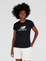 Акція на Футболка жіноча New Balance Essentials Stacked Logo WT31546BK XS Чорна від Rozetka