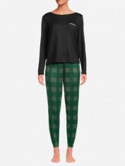 Акція на Піжама (лонгслів + штани) жіноча Calvin Klein 691909596 L Чорний/Зелений від Rozetka