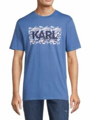 Акція на Футболка бавовняна довга чоловіча Karl Lagerfeld 1159780275 M Синя від Rozetka