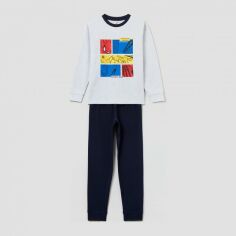 Акция на Піжама дитяча (футболка з довгими рукавами + штани) OVS 1628996 122 см Grey Melange от Rozetka