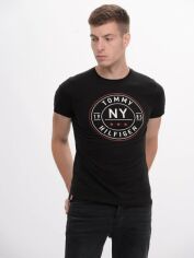 Акція на Футболка бавовняна довга чоловіча Tommy Hilfiger 9165.1 S Чорна від Rozetka