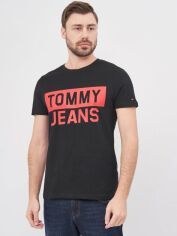 Акція на Футболка бавовняна довга чоловіча Tommy Jeans 10216.1 M Чорна від Rozetka