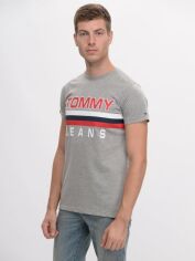 Акція на Футболка бавовняна довга чоловіча Tommy Jeans 9624.2 M Сіра від Rozetka