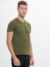 Акція на Футболка бавовняна довга чоловіча Tommy Hilfiger 7325.3 S Хакі від Rozetka