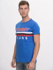 Акція на Футболка бавовняна довга чоловіча Tommy Jeans 9624.3 S Електрик від Rozetka