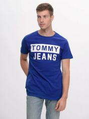 Акція на Футболка бавовняна довга чоловіча Tommy Jeans 9626.3 S Електрик від Rozetka