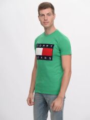 Акція на Футболка бавовняна довга чоловіча Tommy Jeans 9736.2 S Зелена від Rozetka