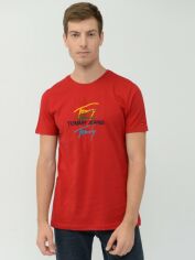 Акція на Футболка бавовняна довга чоловіча Tommy Jeans 10026 S (44) Червона від Rozetka