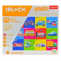 Акция на Пазл IBLOCK Транспорт з дошкою для малювання 2 в 1 (PL-921-280) от Будинок іграшок