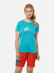 Акція на Спортивна футболка для фітнесу жіноча Jack Wolfskin Crosstrail Graphic T W 1807213-1283 L Блакитна від Rozetka