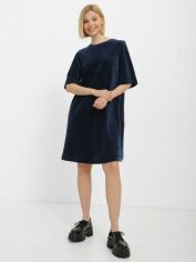 Акция на Сукня-футболка міні літня жіноча велюрова Promin 2050-135_264 S Темно-синя от Rozetka