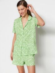Акція на Піжама (сорочка + шорти) жіноча бавовняна Trendyol THMSS23PT00020 S On Green від Rozetka