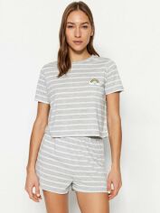 Акція на Піжама (футболка + шорти) жіноча з віскози Trendyol THMSS20PT0230 S Grey Marl від Rozetka