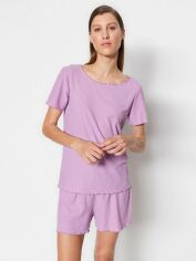 Акция на Піжама (футболка + шорти) жіноча Trendyol THMSS21PT0259 S Light Purple от Rozetka