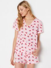 Акція на Піжама (футболка + шорти) жіноча бавовняна Trendyol THMSS23PT00013 XS Clear Pink від Rozetka
