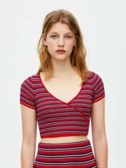 Акція на Топ жіночий Pull & Bear XAZ240481EPUQ L Червоний у смужку від Rozetka