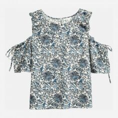 Акція на Топ жіночий H&M XAZ372156LFOO S Білий з синім від Rozetka