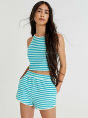 Акція на Топ жіночий Pull & Bear XAZ373905DRUO XS Бірюзовий з білим від Rozetka