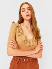 Акція на Блузка жіноча Stradivarius XAZ335199NXOQ L Темно-бежева від Rozetka