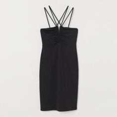 Акція на Плаття коротке літнє жіноче H&M XAZ192637JMXJ M Чорне від Rozetka