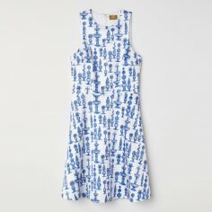 Акція на Плаття коротке літнє жіноче H&M XAZ131188GEBP 36 Біле із синім від Rozetka