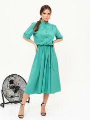 Акция на Плаття-сорочка міді літнє жіноче ISSA PLUS 13909 M Зелене от Rozetka