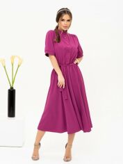 Акція на Плаття-сорочка міді літнє жіноче ISSA PLUS 13909 S Фіолетове від Rozetka