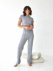 Акция на Піжама (топ + штани) жіноча великих розмірів BARWA garments 0326/280 XL Сірий меланж от Rozetka