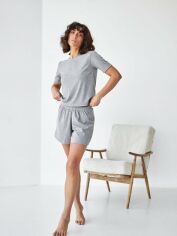 Акция на Піжама (футболка + шорти) жіноча великих розмірів BARWA garments 0315/313 XL Сірий меланж от Rozetka