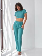 Акция на Піжама (топ + штани) жіноча великих розмірів BARWA garments 0326/280 XL Бірюзова от Rozetka