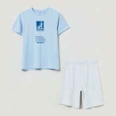 Акція на Піжама дитяча (футболка + шорти) OVS 1791392 158 см Blue/Grey від Rozetka