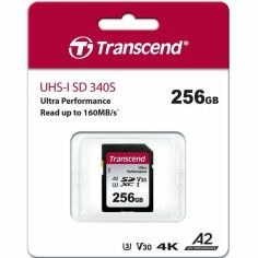 Акция на Карта памяти Transcend SD 256GB C10 UHS-I U3 A2 R160/W90MB/s 4K (TS256GSDC340S) от MOYO