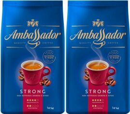 Акция на Набір кави в зернах Ambassador Strong 1 кг х 2 шт от Rozetka
