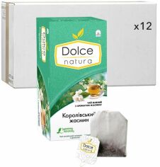 Акція на Упаковка чаю зеленого байхового Dolce Natura Королівський жасмин з ароматом жасмину 50 г (25 шт. х 2 г) х 12 пачок від Rozetka