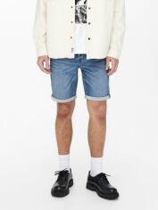 Акція на Шорти джинсові короткі чоловічі Only & Sons 22018584-1079 Blue Denim від Rozetka