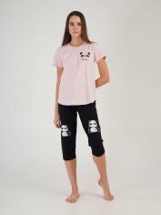 Акция на Піжама (футболка + бриджі) жіноча бавовняна Vienetta 211140-37 M Рожева от Rozetka