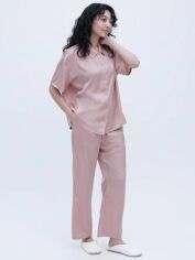 Акция на Піжама (сорочка + штани) жіноча великих розмірів з віскози Uniqlo 240912514 XL Рожева от Rozetka