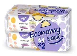 Акция на Детские влажные салфетки Bella Baby Happy Milk & Honey Economy Pack, 2х64 шт. от Pampik