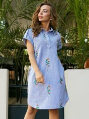 Акція на Сукня-сорочка міні літня жіноча Dressa 59406 52-54 Блакитна від Rozetka