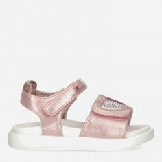 Акция на Дитячі сандалії для дівчинки Tommy Hilfiger Strass Heart Velcro Sandal T1A2-32752-1367341- 24 Rose Gold от Rozetka