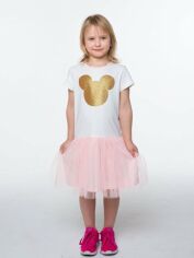 Акція на Дитяче літнє святкове плаття для дівчинки Vidoli G-21875S 110 см Молочний/Персиковий від Rozetka